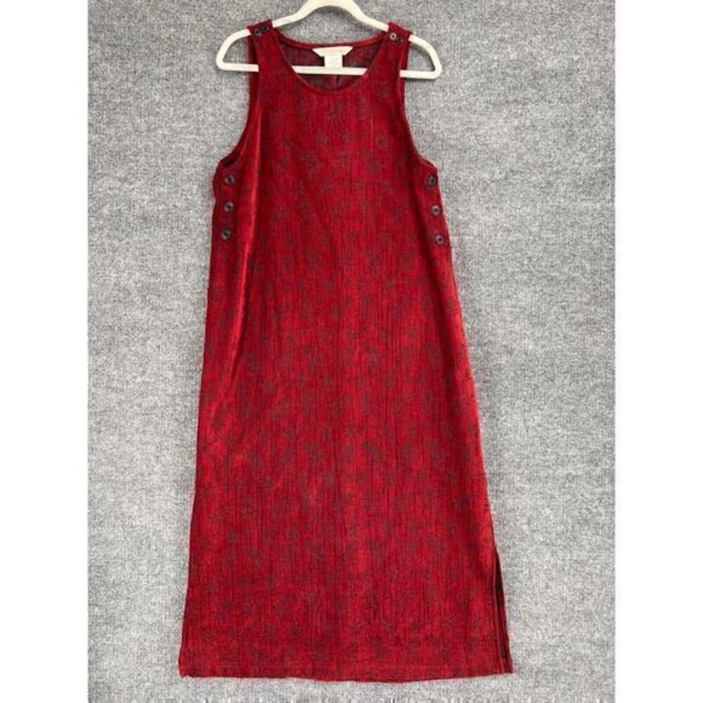 Vintage Melrose Studio Maxi Dress Womens Small Burgundy Burnout Tapestry Apron
